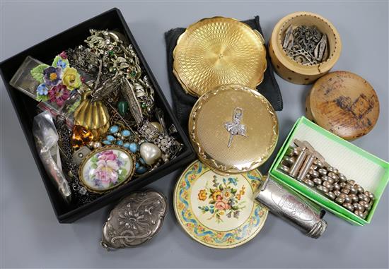 A box of costume jewellery etc.